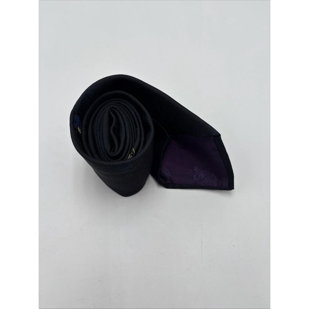 University Of‎ Oxford Silk Tie Black Made In England Crest Stamped Blue
